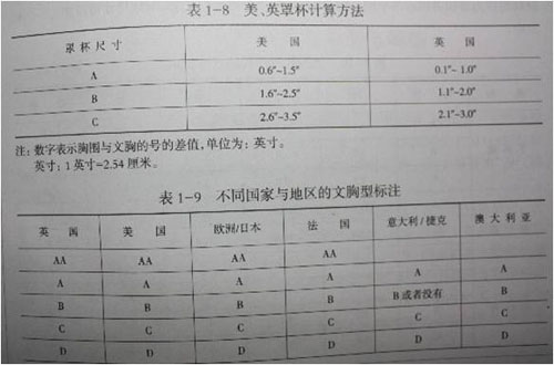 内衣号型与规格之文胸的号型和规格